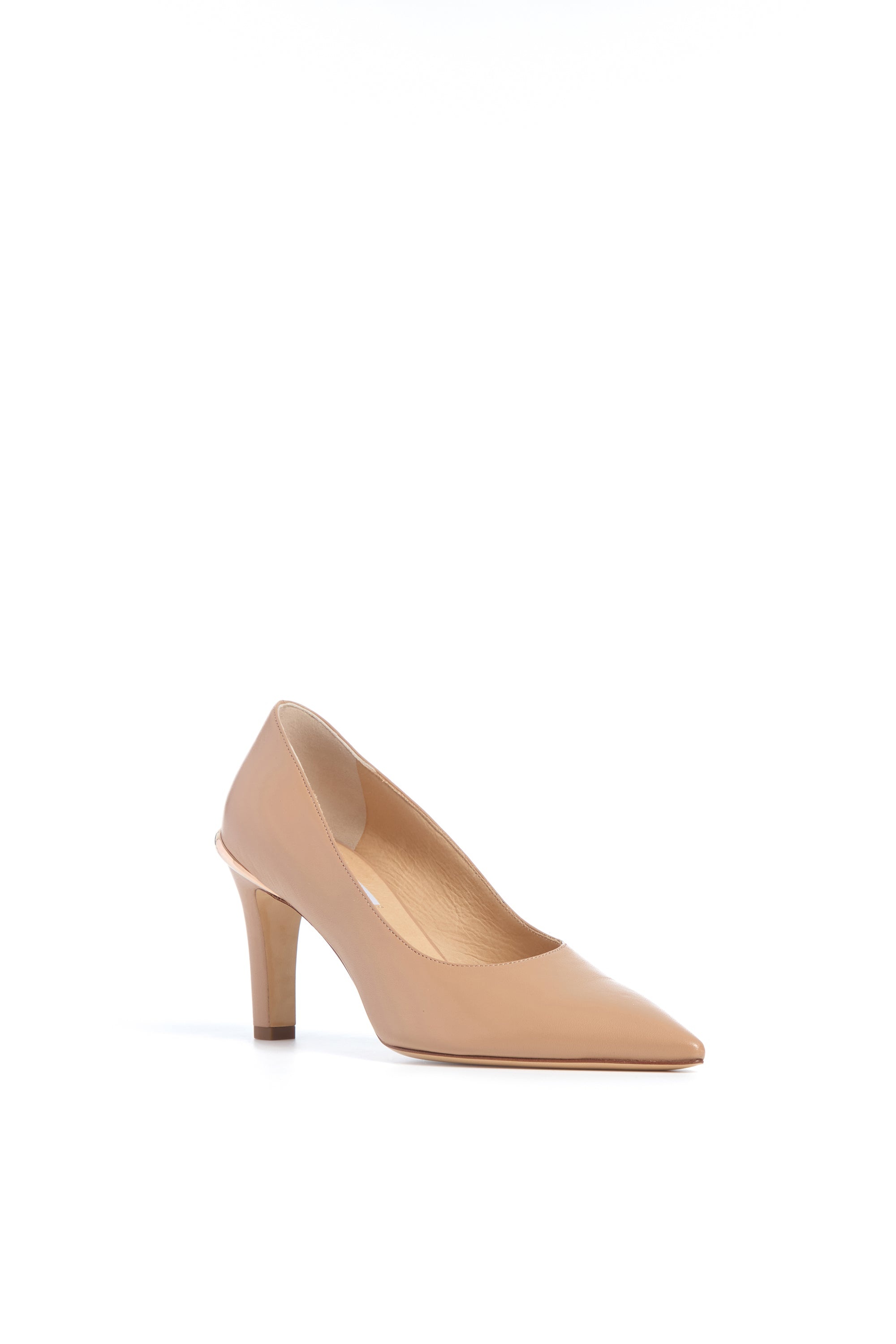 Edwina High Heel Stiletto Pump in Nude Leather - 2
