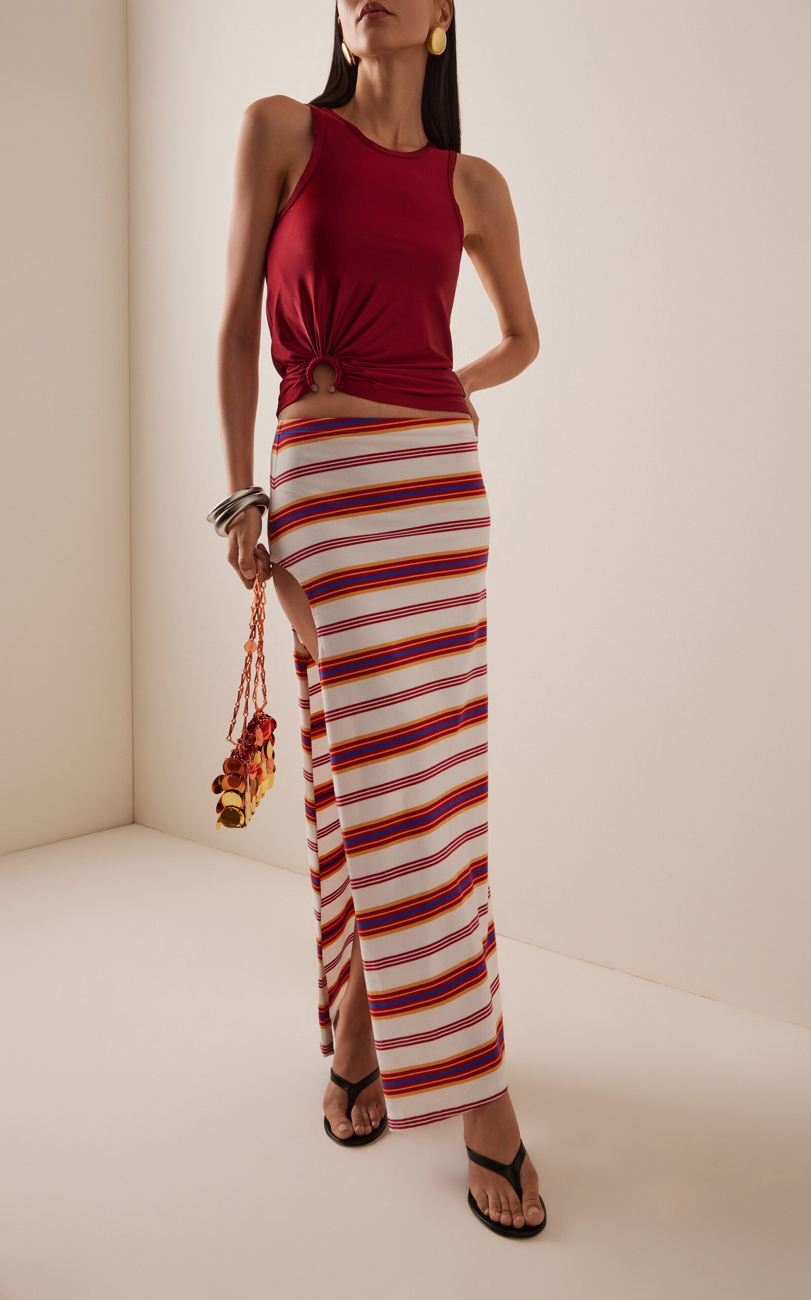 Ring-Detailed Stretch-Satin Top red - 3
