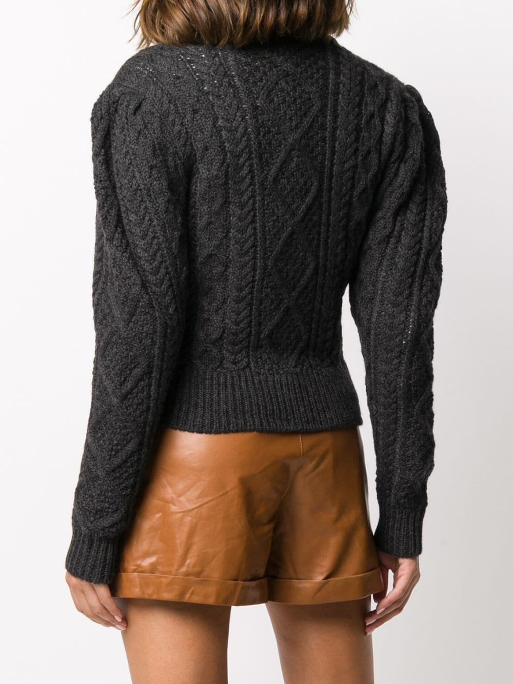 cropped cable knit cardigan - 4