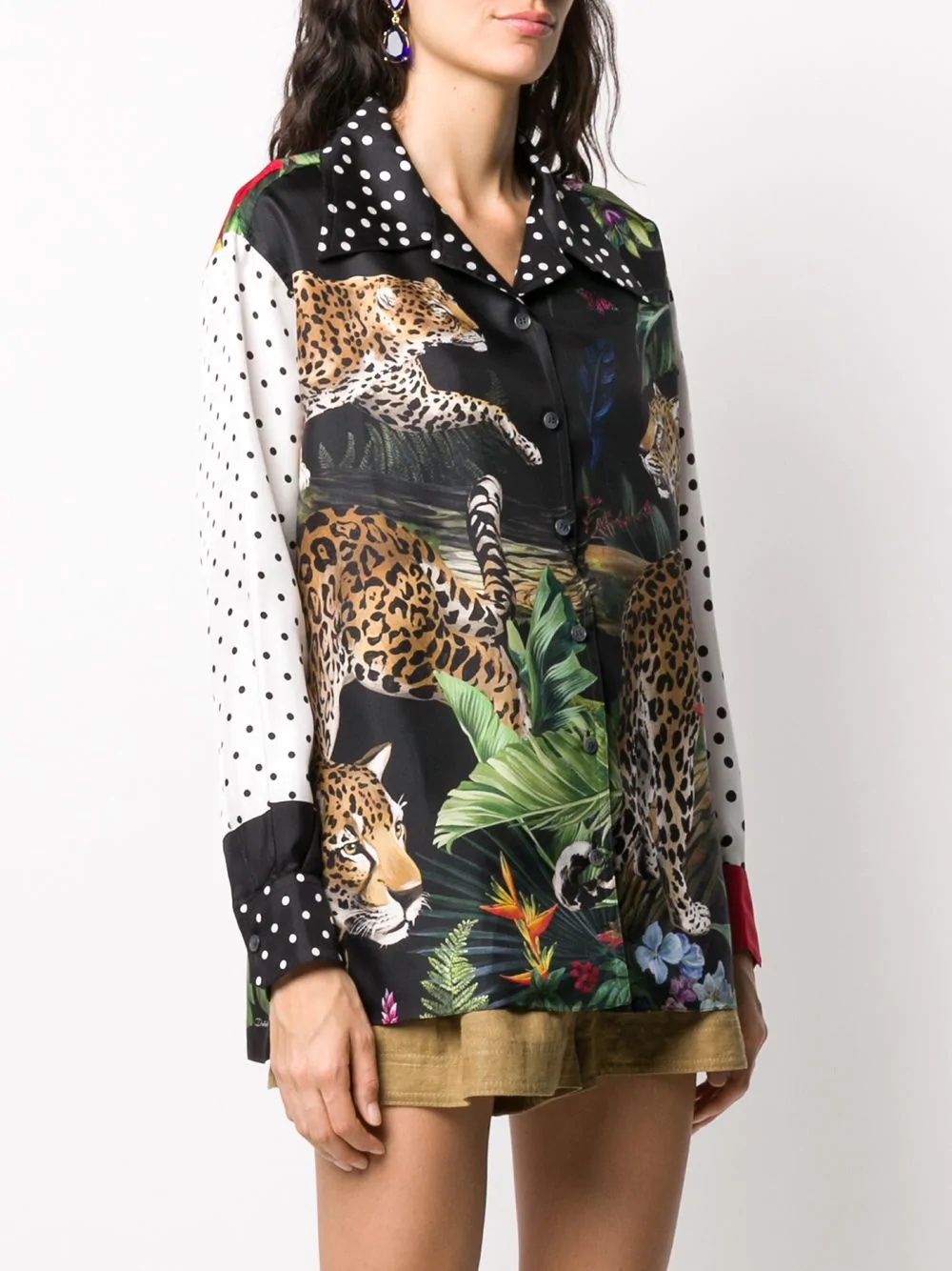 mix print silk shirt - 3