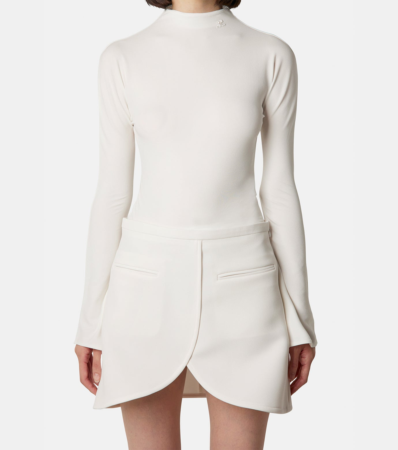 High Neck Crepe Jersey Bodysuit - 2