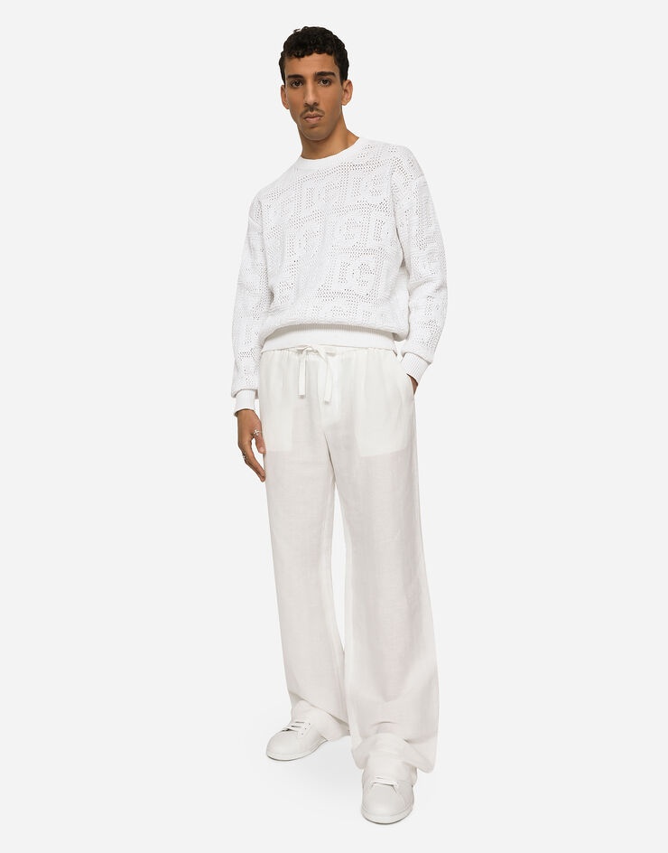 Cotton jacquard sweater with all-over jacquard DG - 5