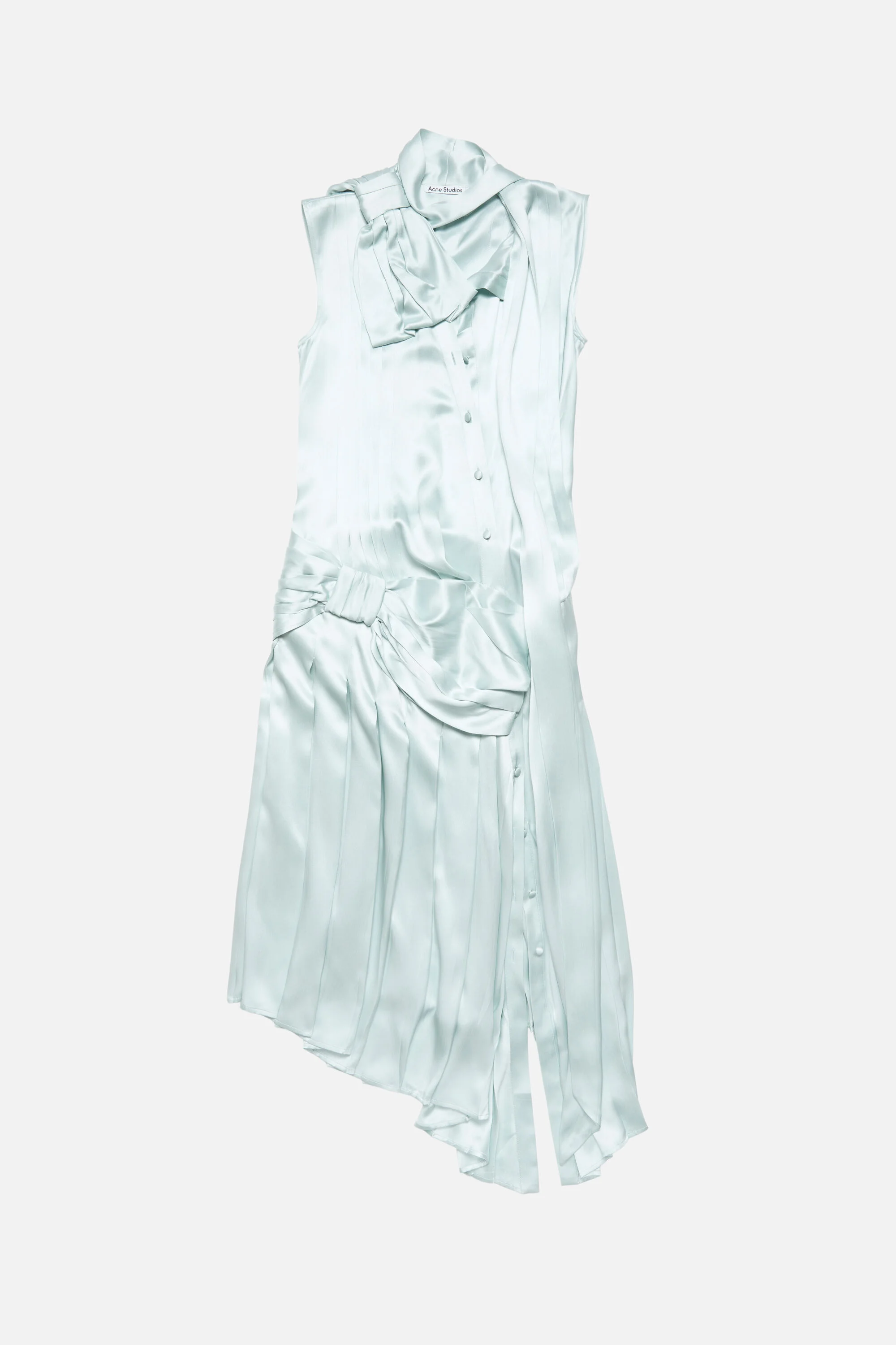 Silk dress with bows - Aqua blue - 1