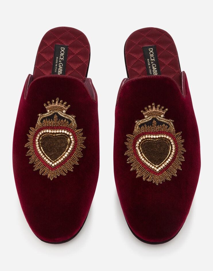 Velvet slippers with sacred-heart embroidery - 4