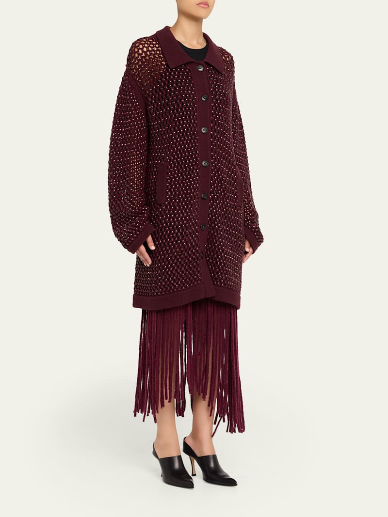 Embellished Open Knit Cardigan Coat 4
