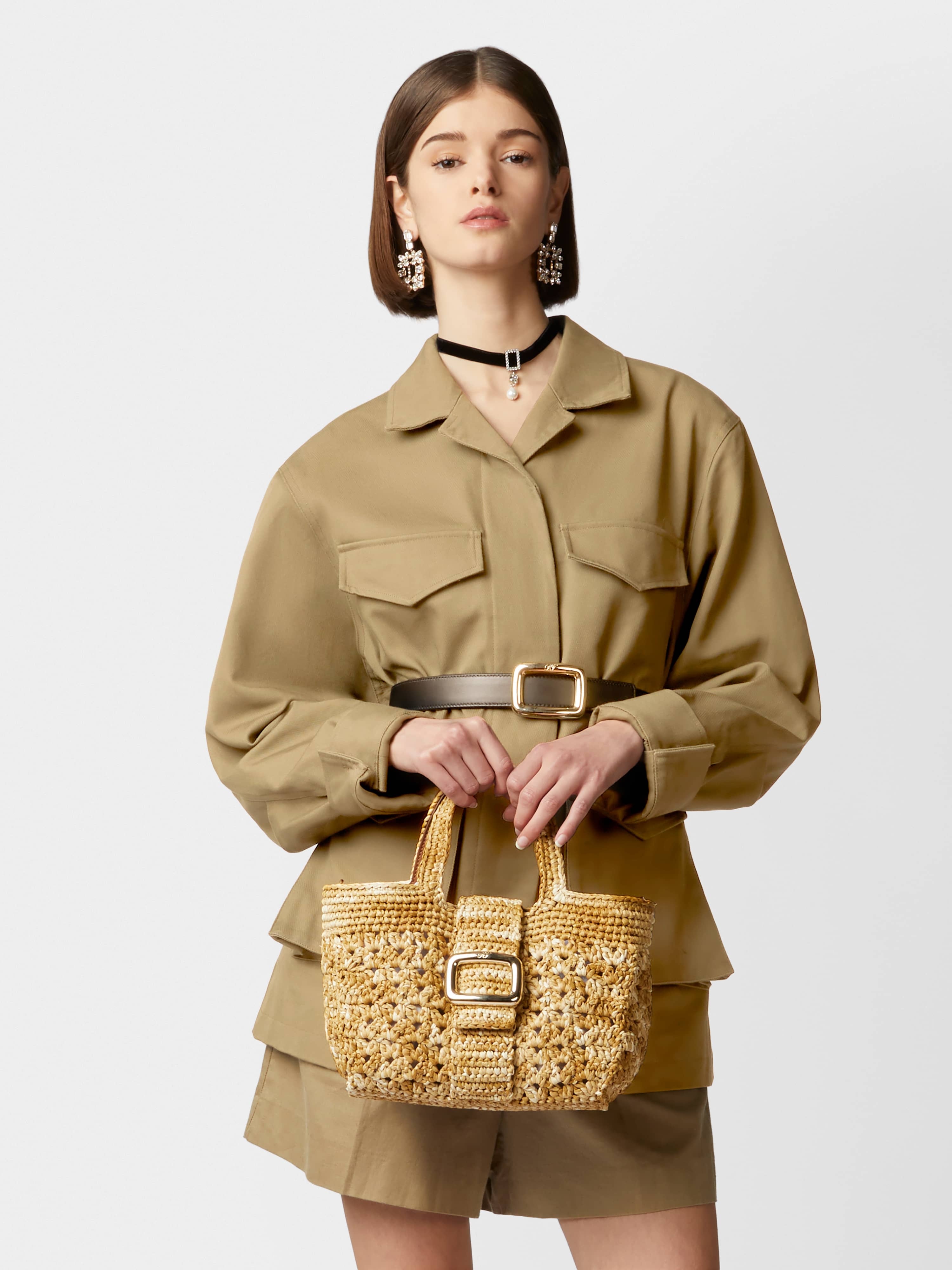 Viv' Choc Mini Shopping Bag in Raffia - 11
