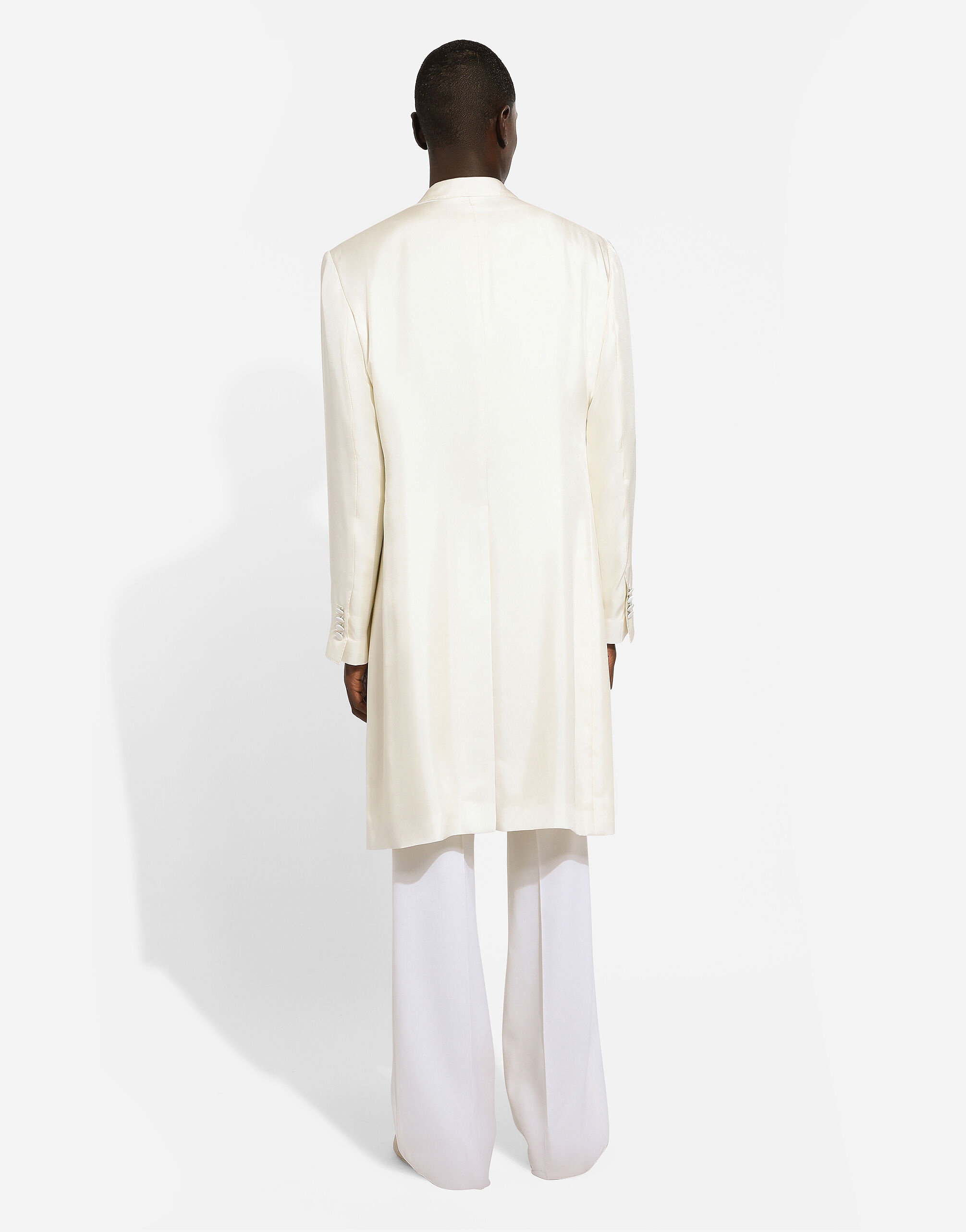Single-breasted silk twill coat - 3