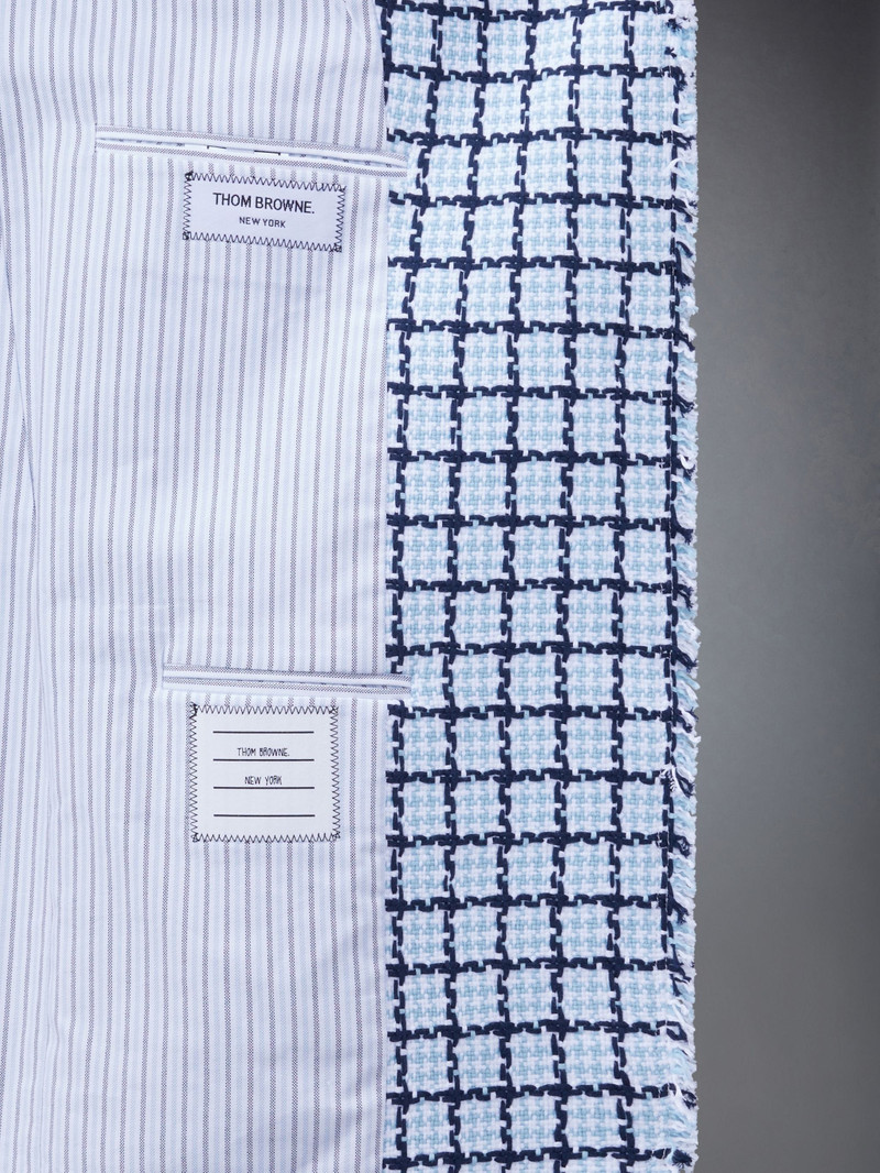 Check Summer Tweed Fray Narrow Shoulder Sack Jacket 5