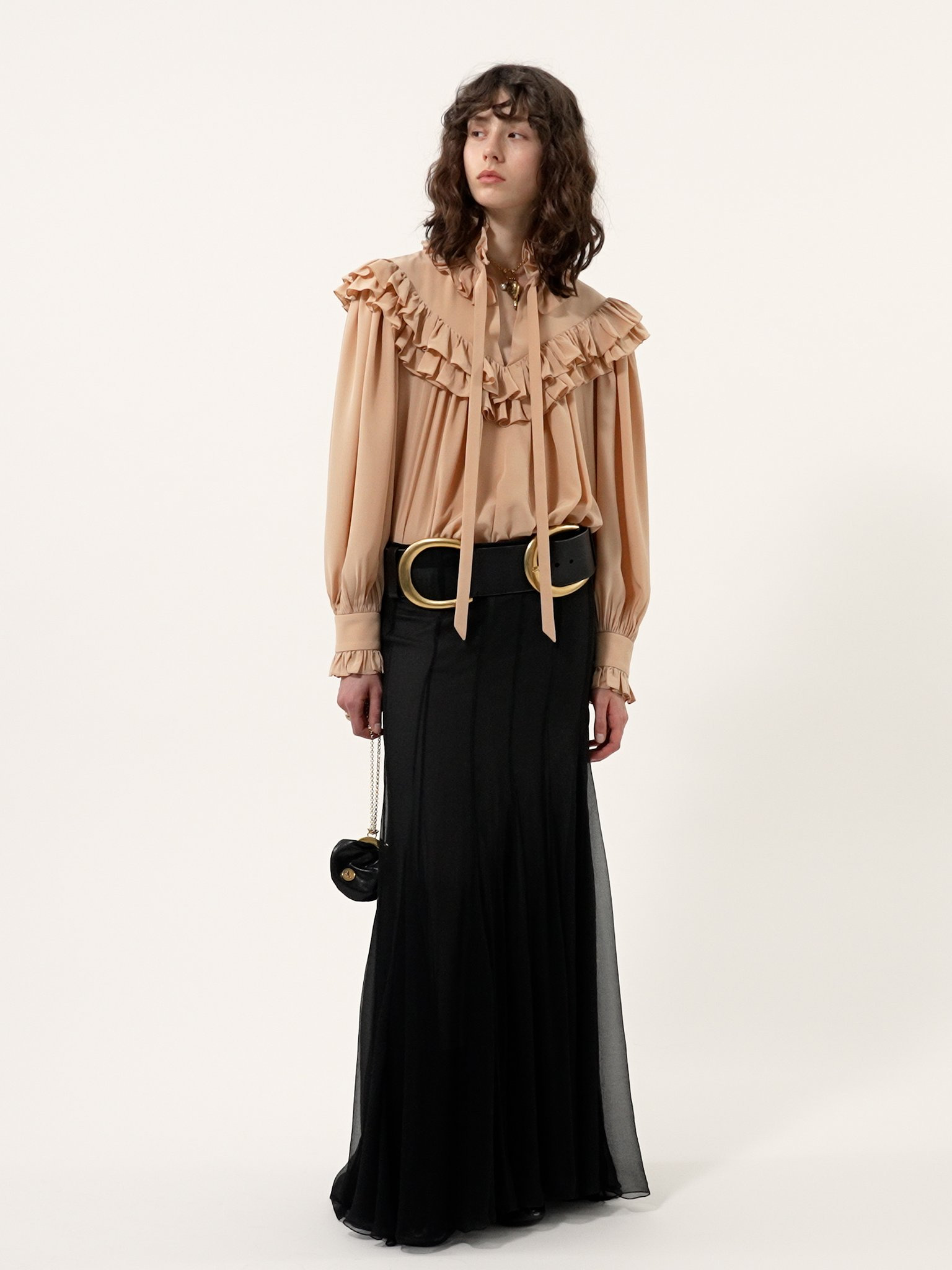 OVERSIZED RUFFLE TOP IN CRÊPE DE CHINE - 5