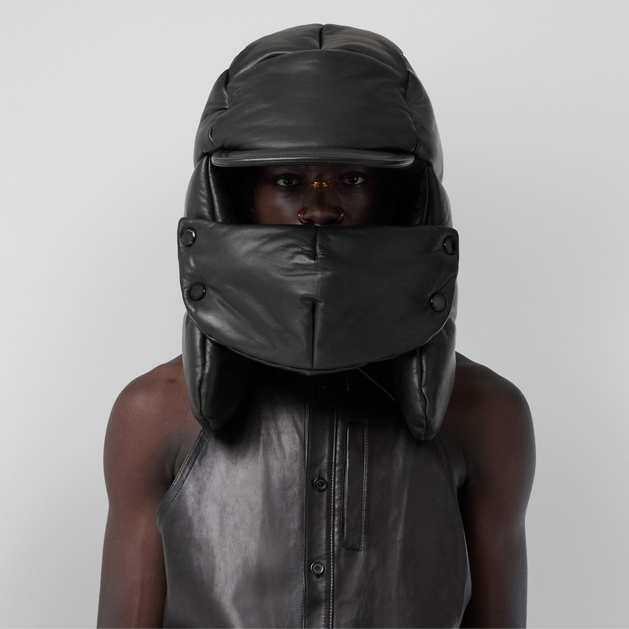 Padded Lambskin Oversized Cap - 3