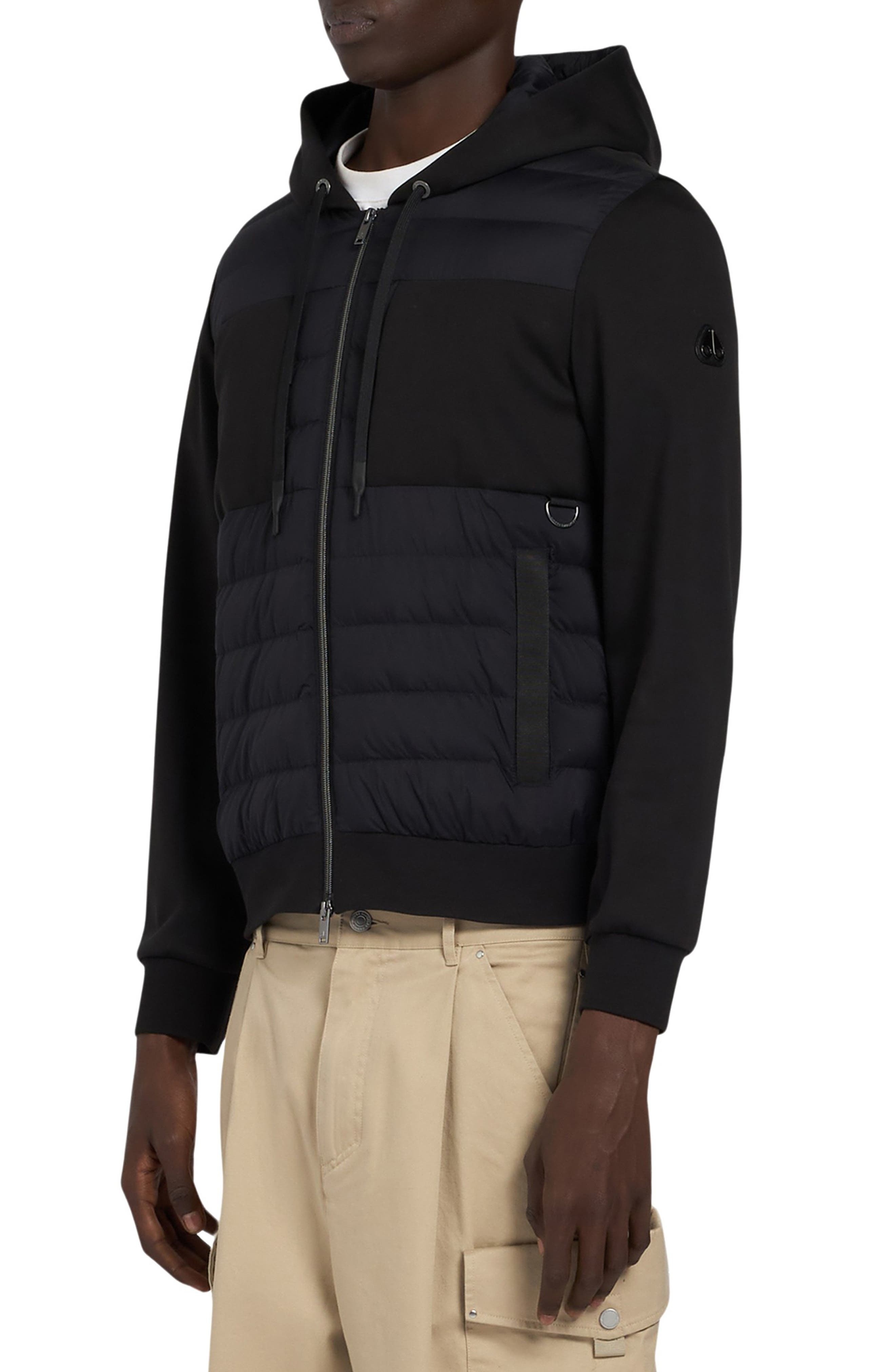 Moose Knuckles Garnier Air Down Hybrid Hooded Jacket in Black/Black at Nordstrom - 3