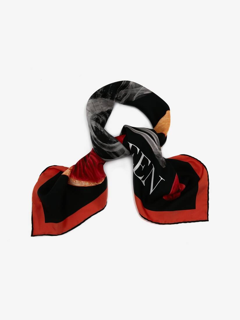 Women's Mushroom Skeleton Foulard in Black/orange - 2