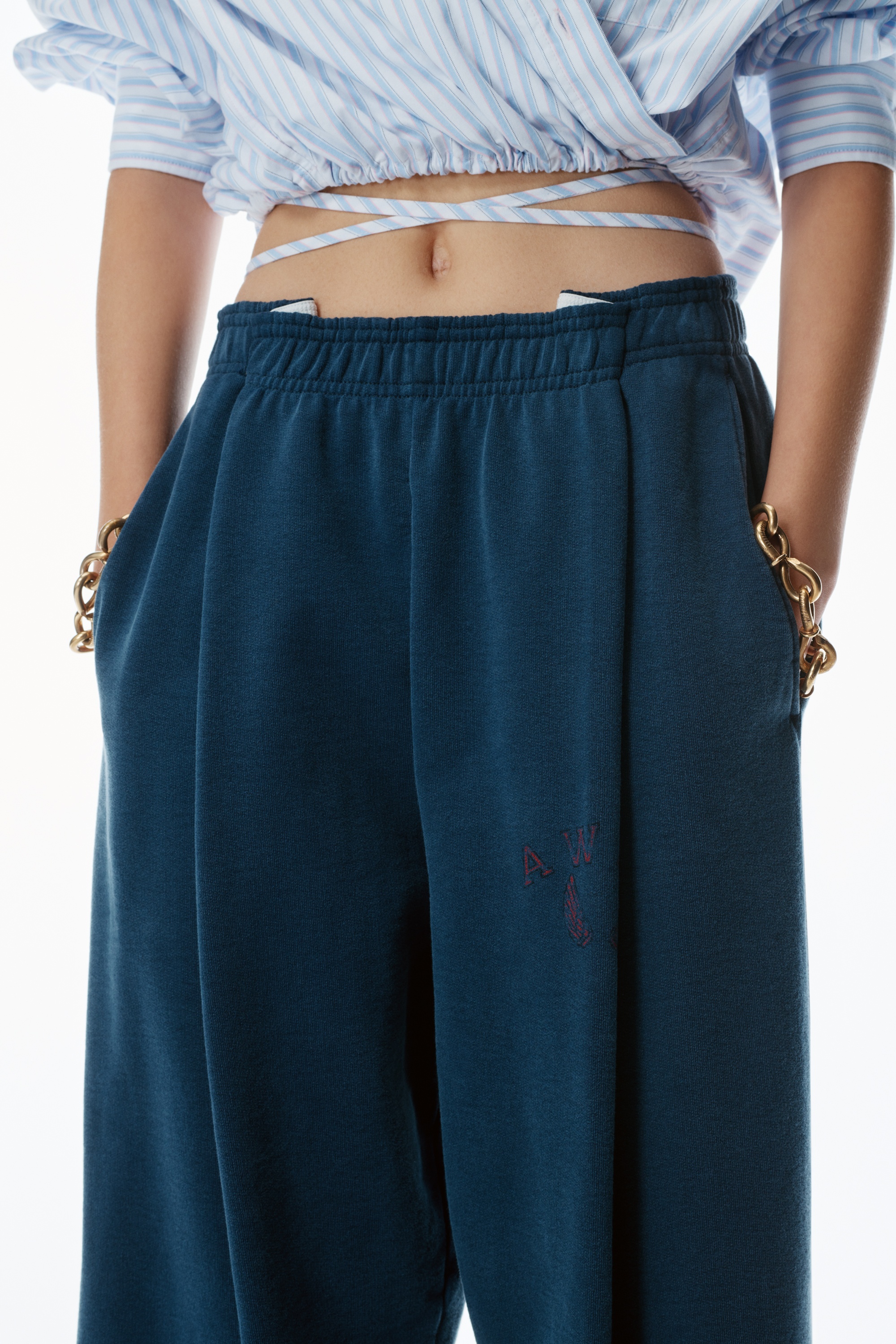 Logo Waistband Pleated Sweatpants - 4
