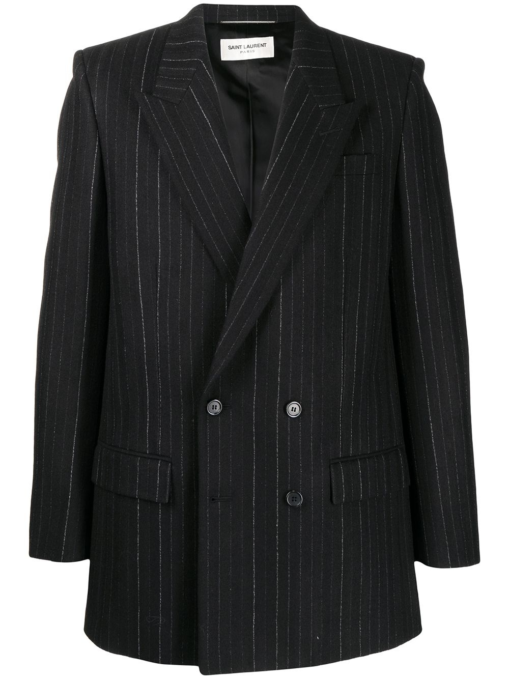 pinstripe double-breasted suit jacket - 1