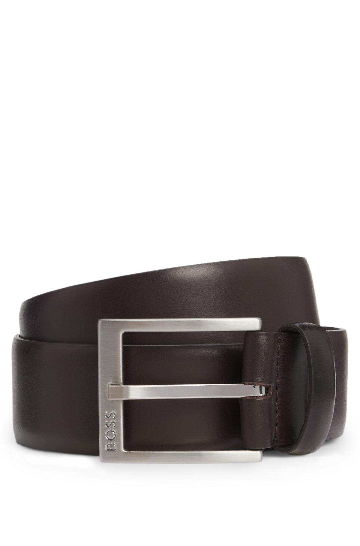 ITALIAN-LEATHER BELT WITH SILVER-TONED BUCKLE - 1