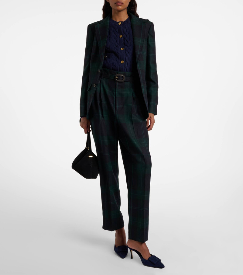 Polo Ralph Lauren Belted checked high-rise wool tapered pants outlook