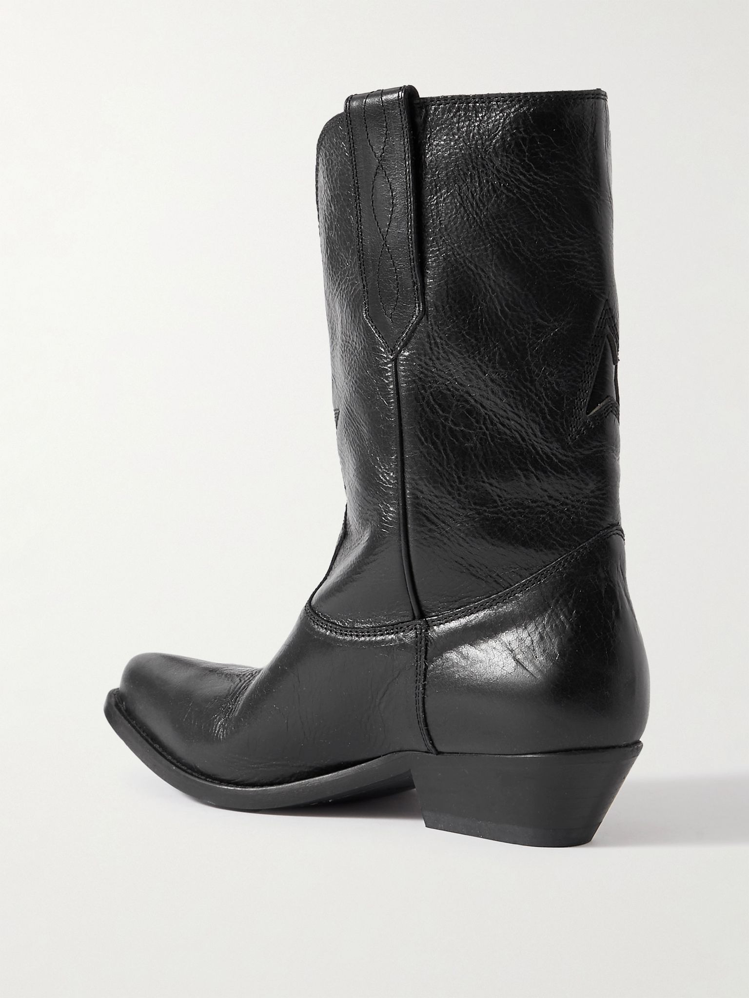 Low Wish Star textured-leather cowboy boots Black - 3