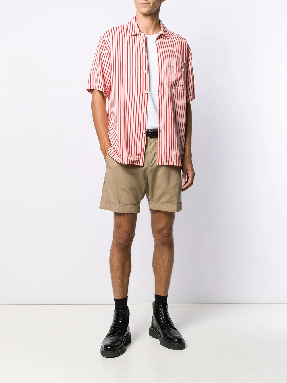 striped camp collar short-sleeve shirt - 2