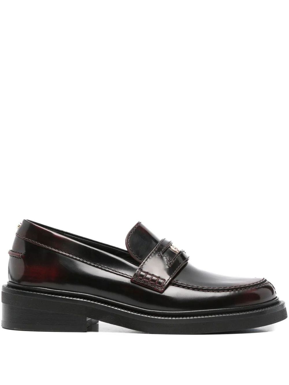 leather clover-medallion loafers - 1