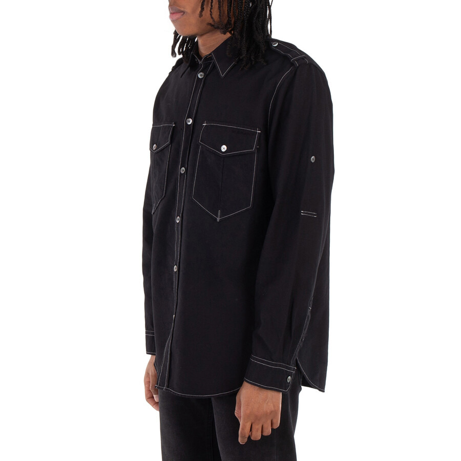 Isabel Marant Men's Black Cesar Plain Cotton Shirt - 2