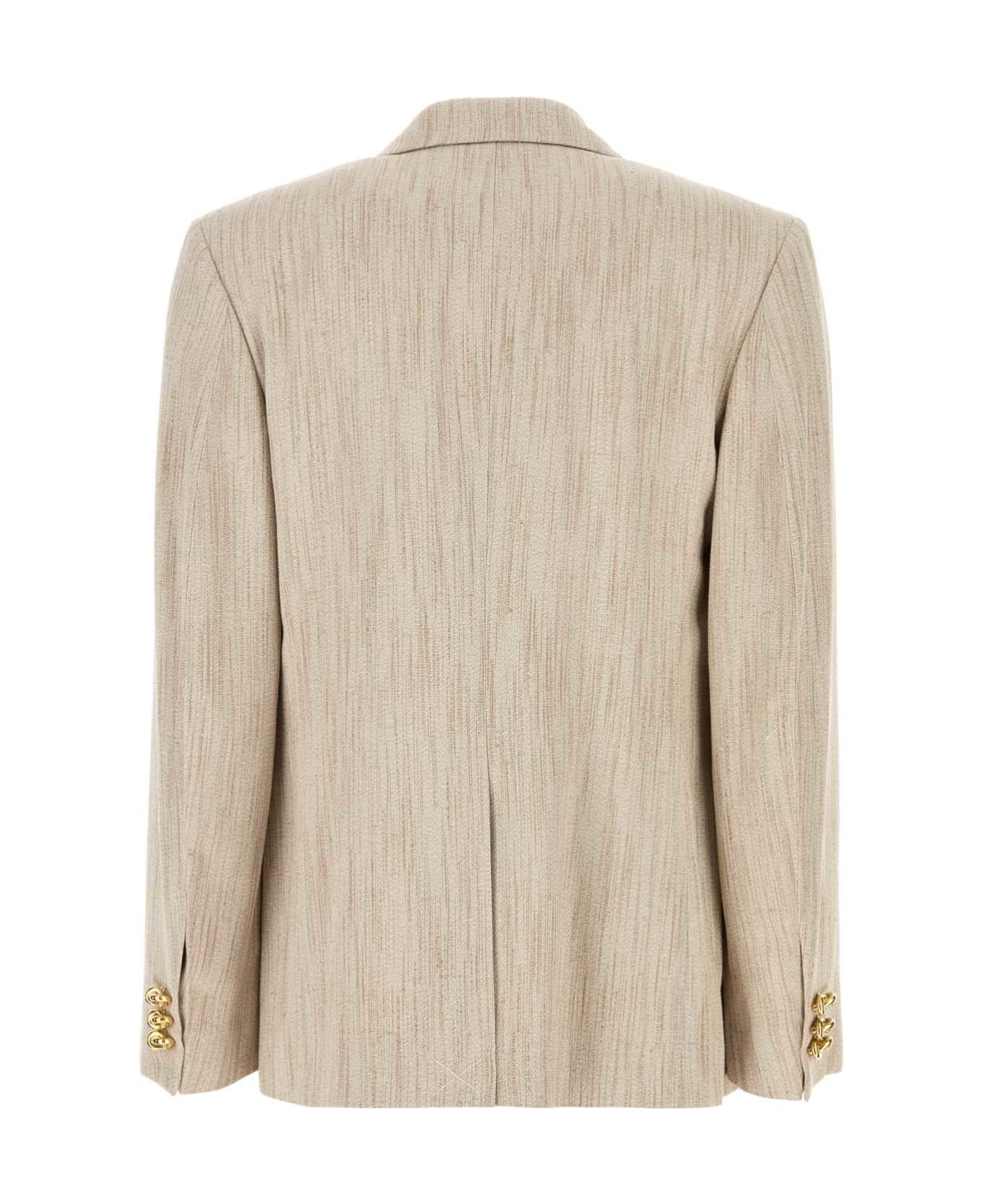Melange Sand Viscose Blend Blazer - 2
