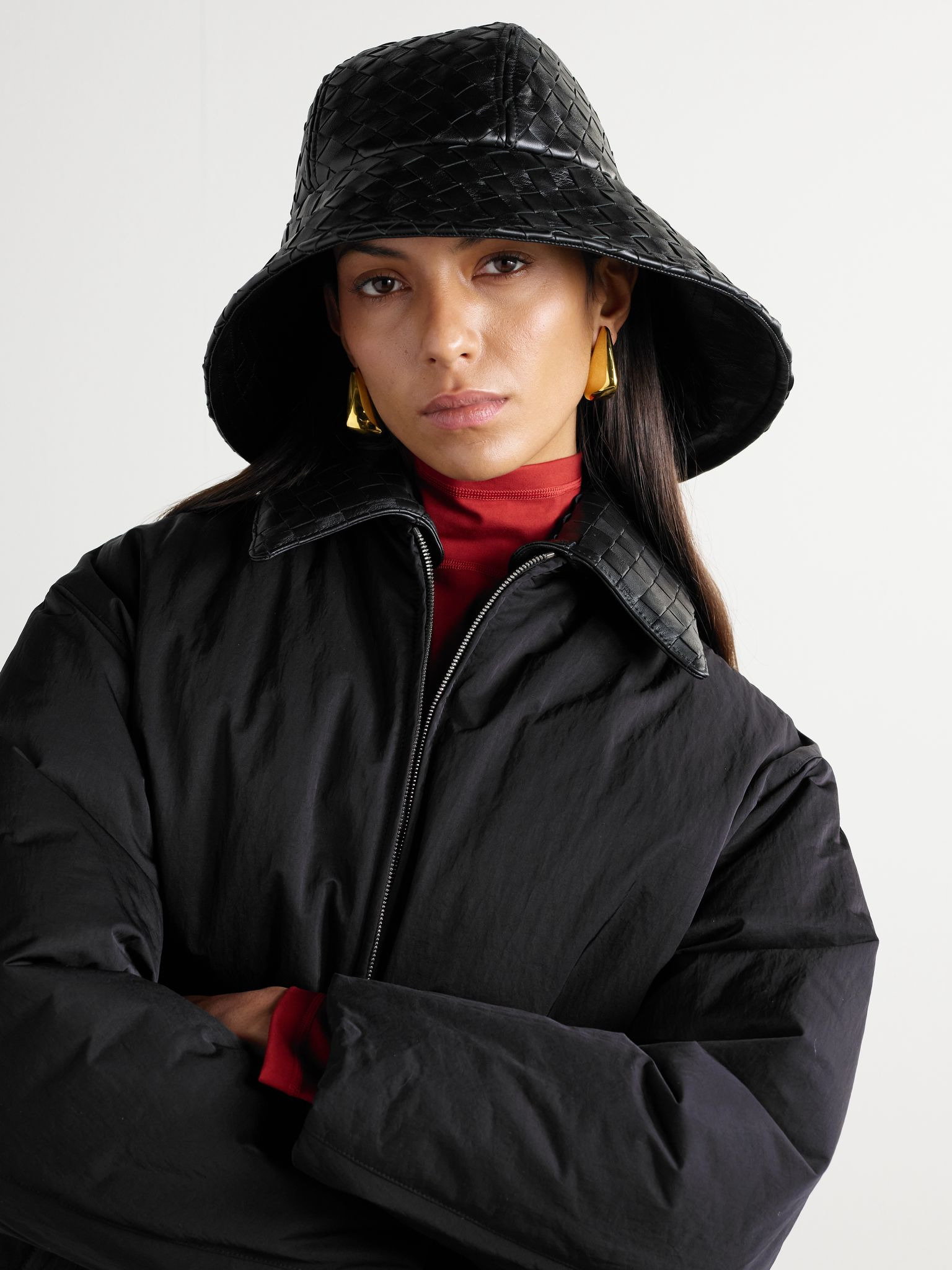 Intrecciato leather bucket hat Black - 2