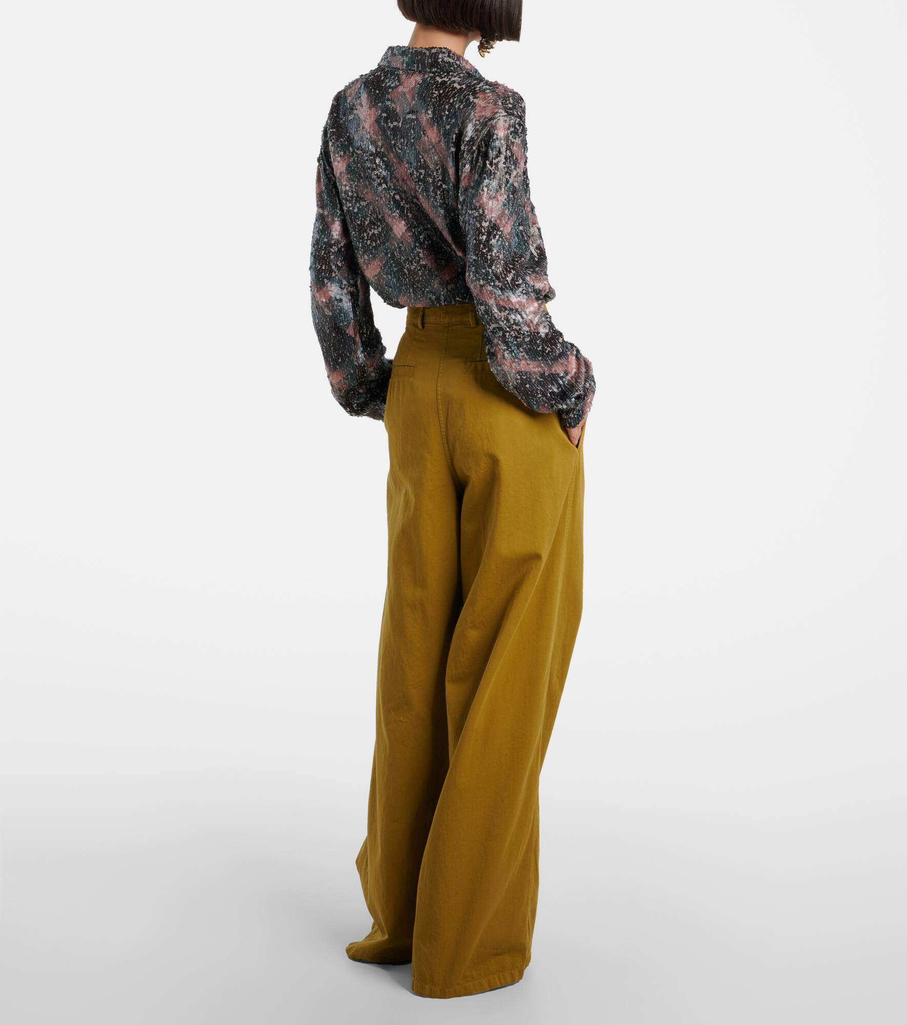 High-rise cotton wide-leg pants - 3