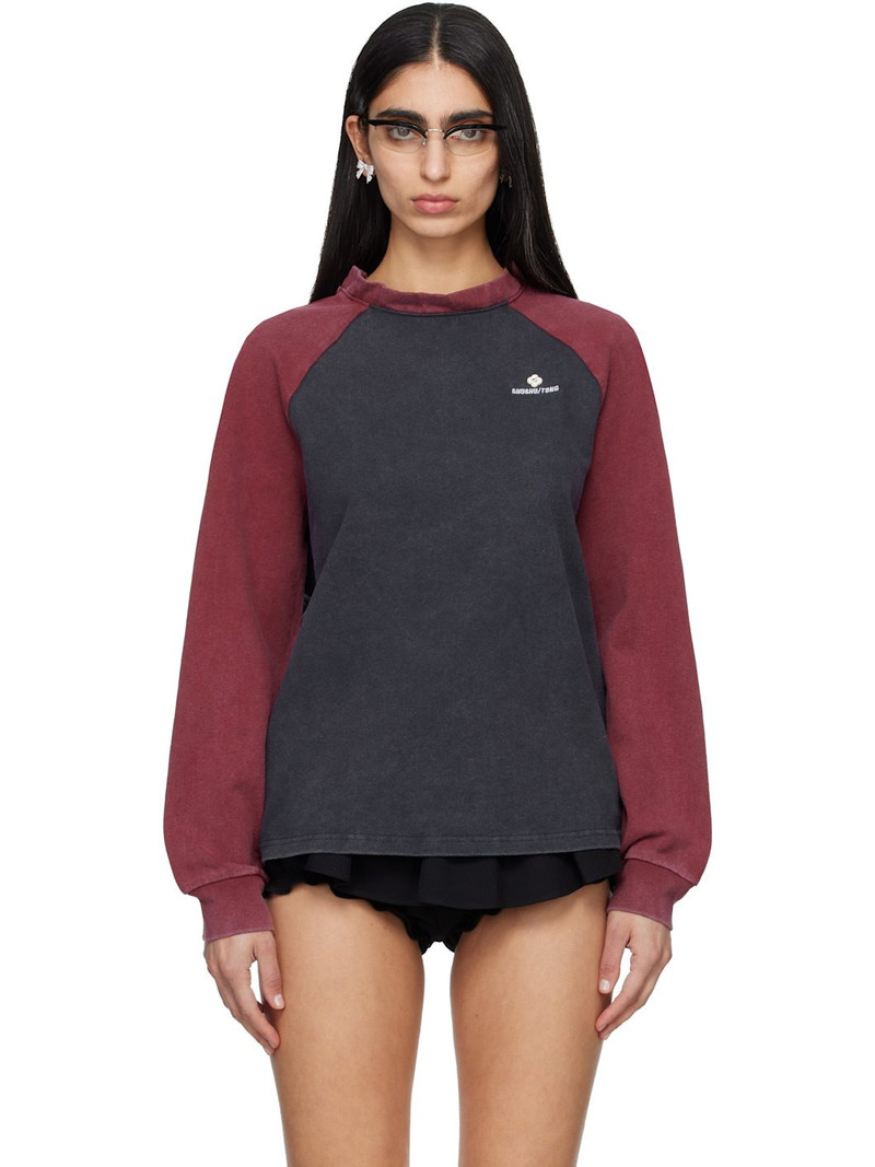 Gray & Burgundy Crewneck Long-Sleeve T-shirt 1