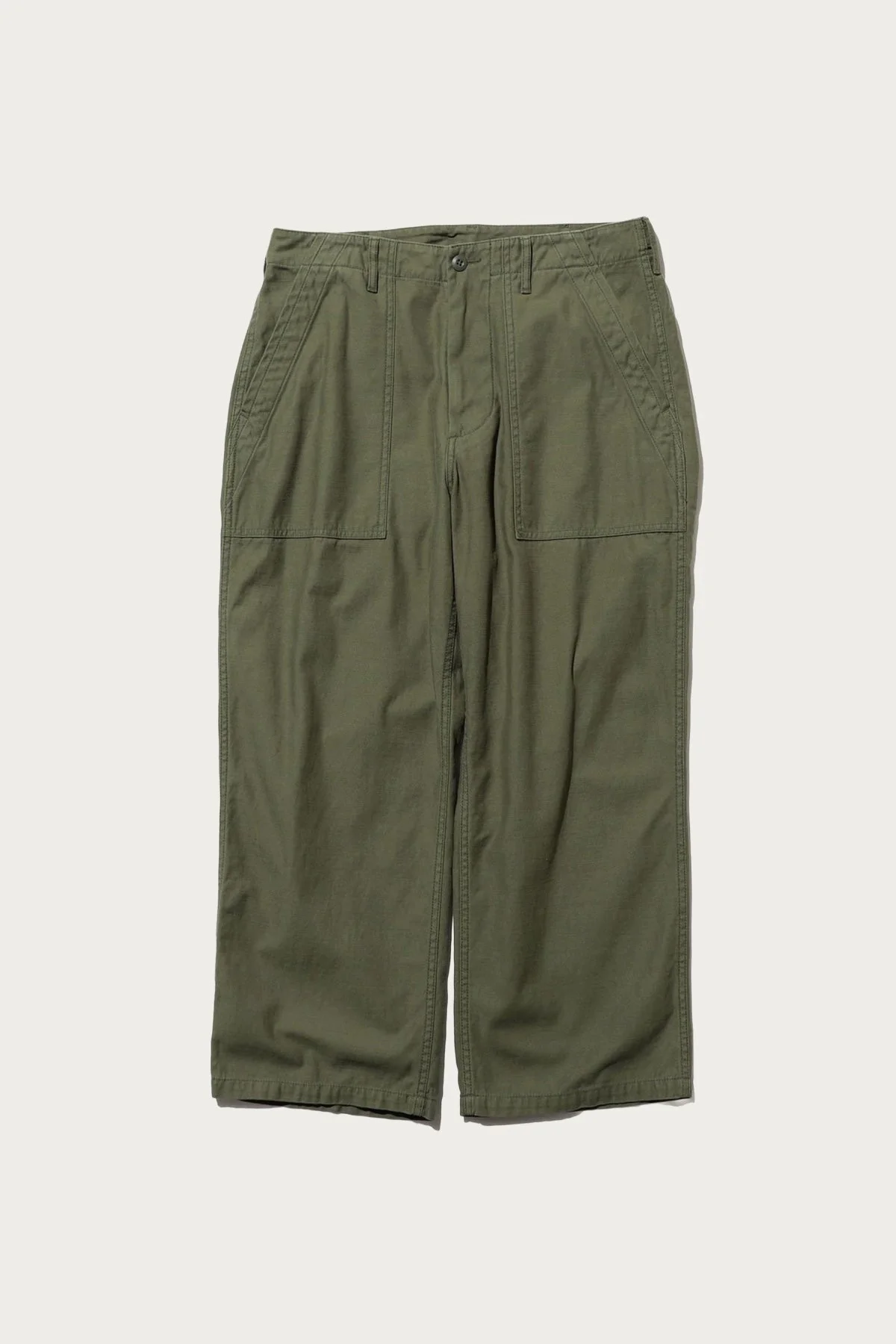 MIL Utility Trousers Reversed Sateen - Olive Green - 1