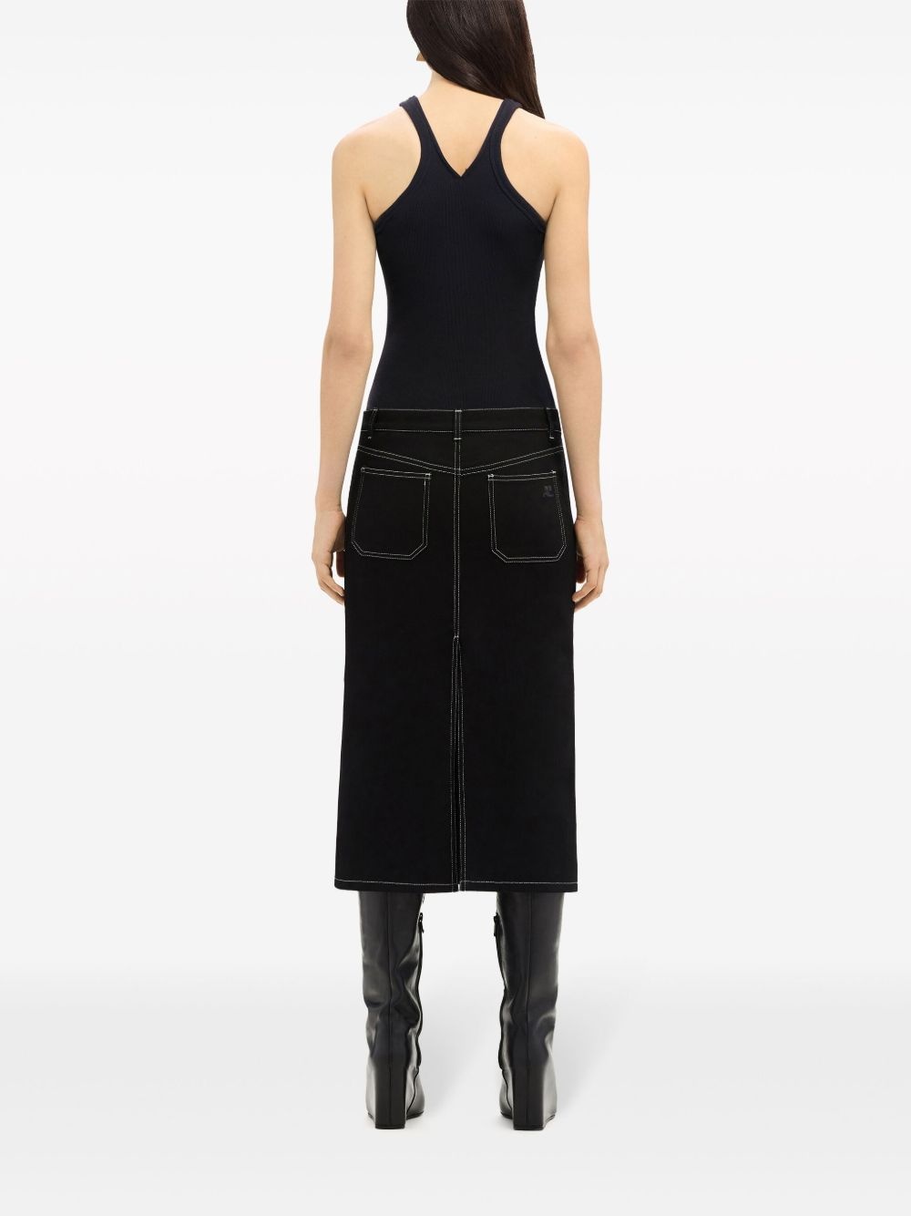 logo-embroidered ribbed tank top - 4