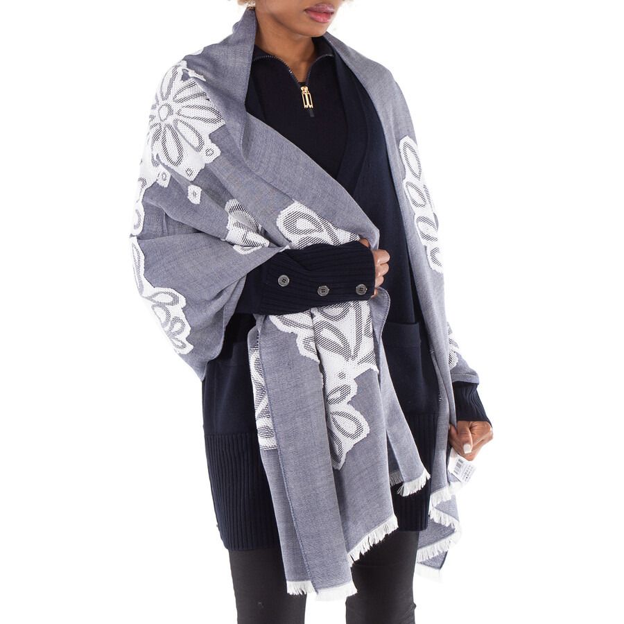 Chloe Rectangular Stole In Broderie Anglaise Fil Coupe - 1