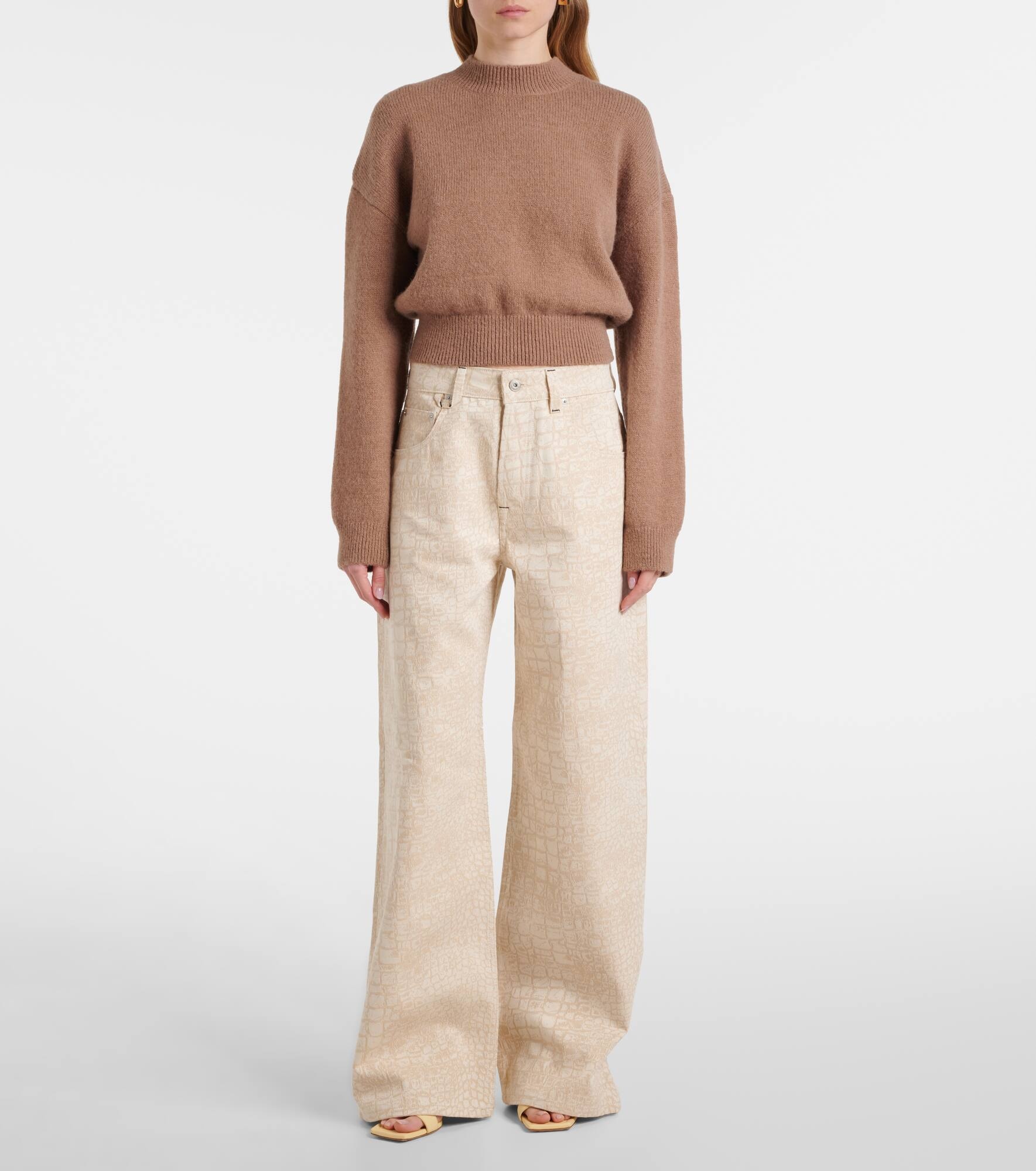 Croc-effect wide-leg jeans - 6