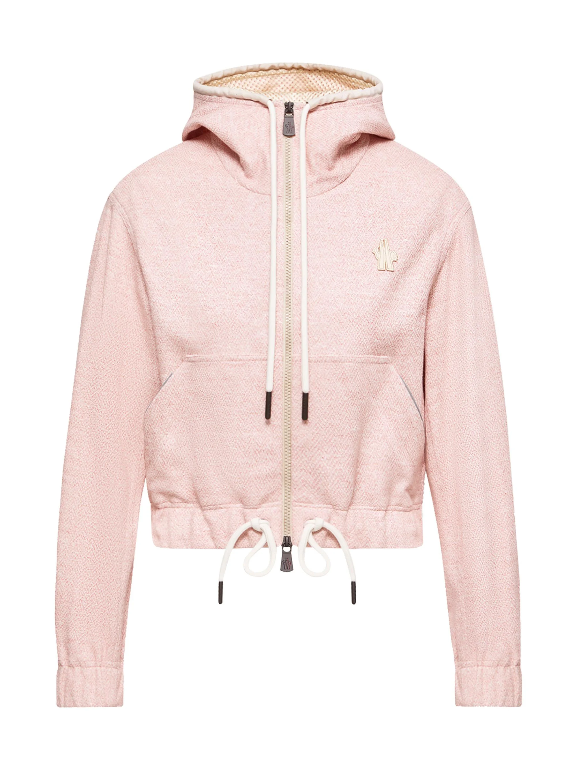 Women's Zip-Up Hoodie in Linen and Cotton Blend - Pink - 1