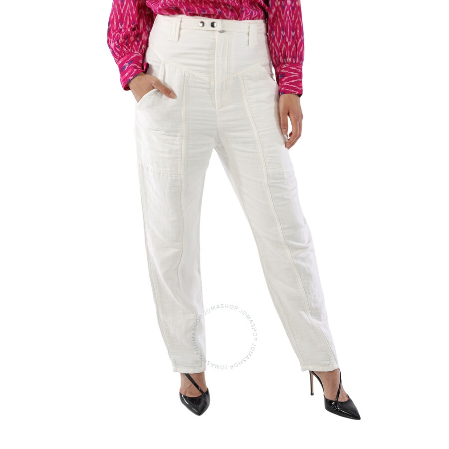 Isabel Marant Ladies White Kaori Wide-Leg Cotton Linen Pants - 3