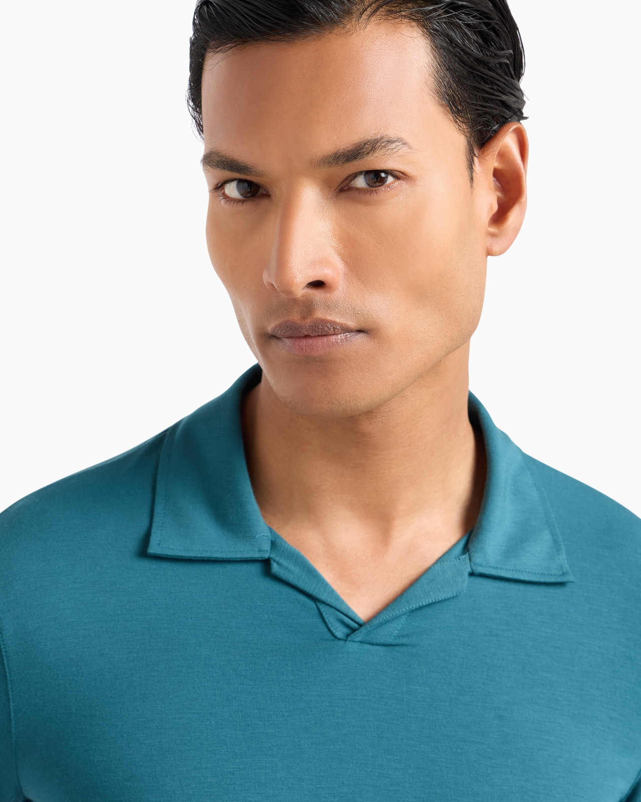 Stretch viscose jersey short-sleeved polo shirt - 5