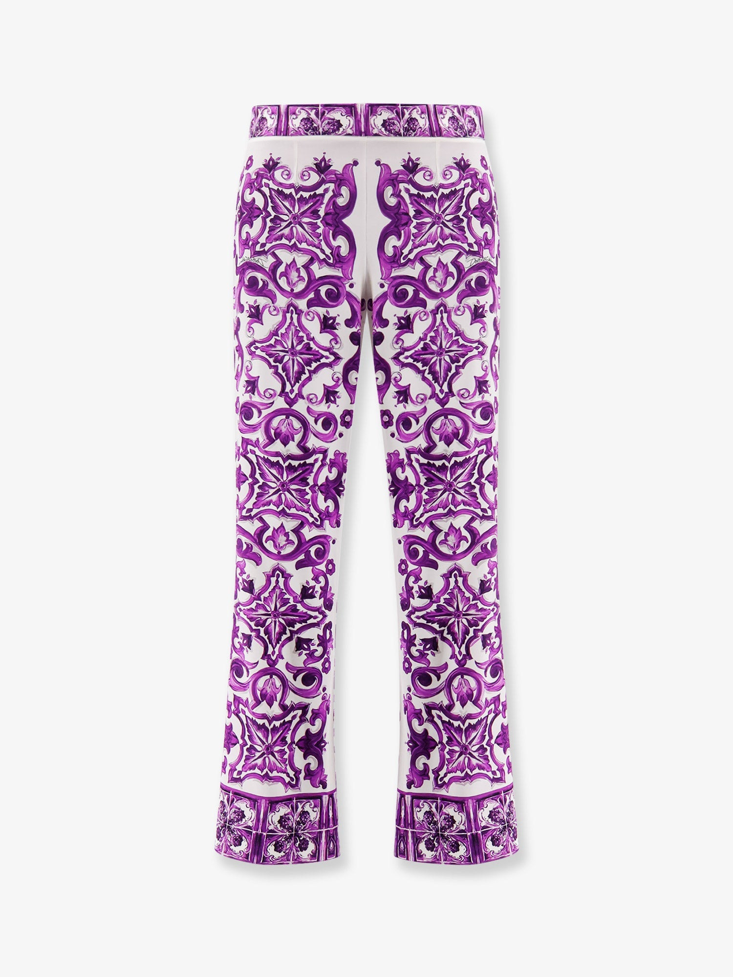 Dolce & Gabbana Women Silk Trousers With Maiolica Print - 1