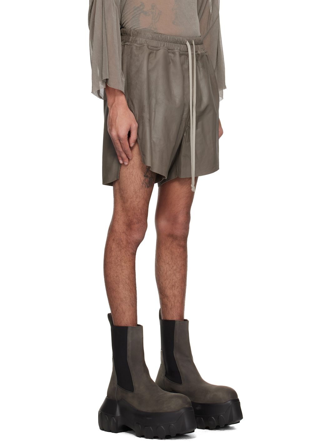 Gray Hollywood Boxers Leather Shorts - 2