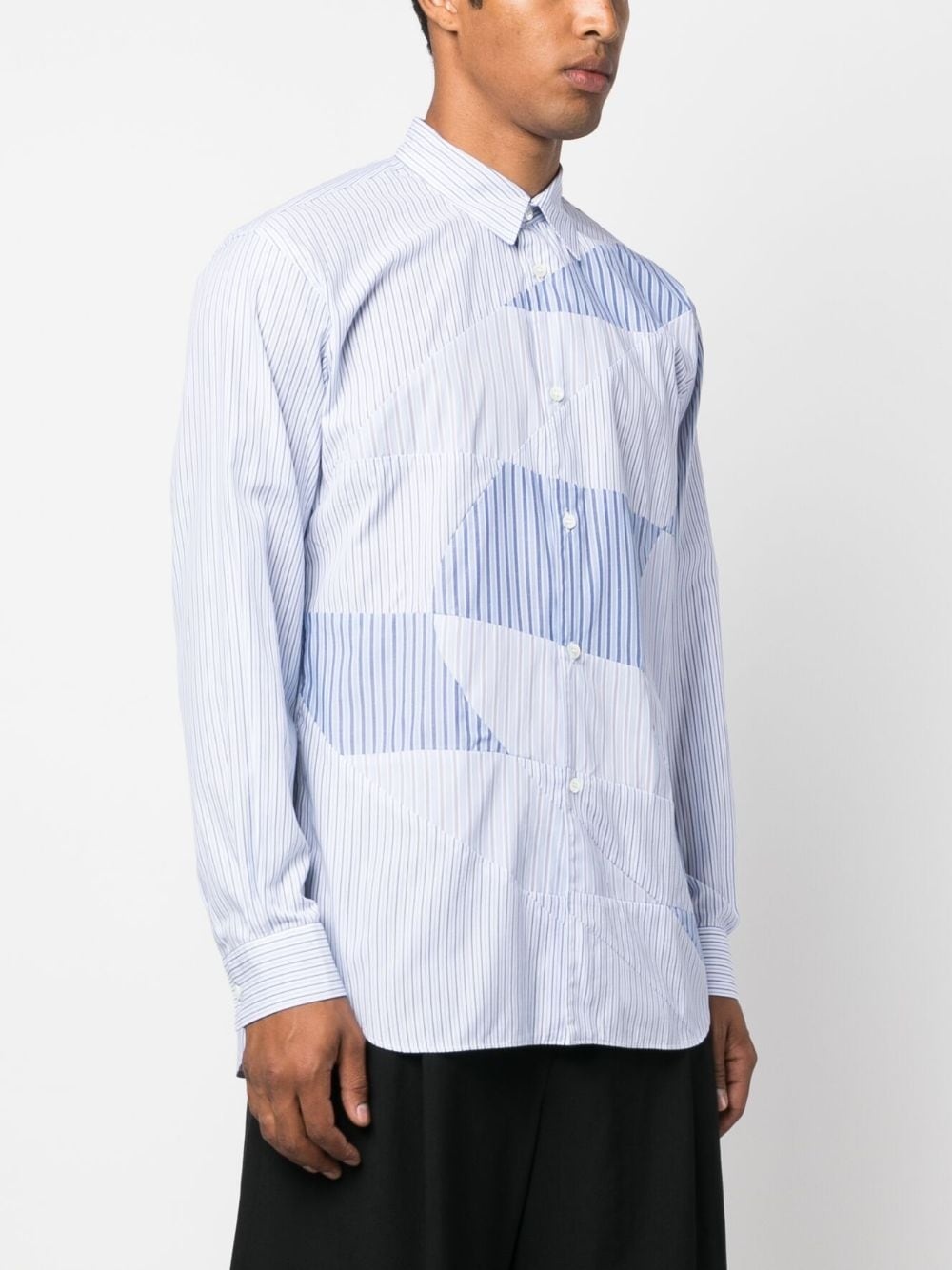 striped panelled long-sleeve shirt - 3
