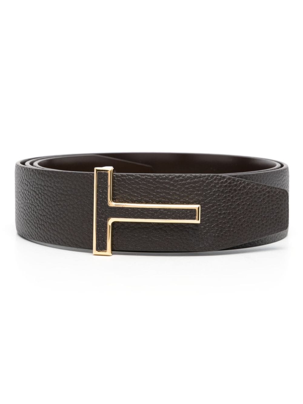 logo-buckle leather belt - 1