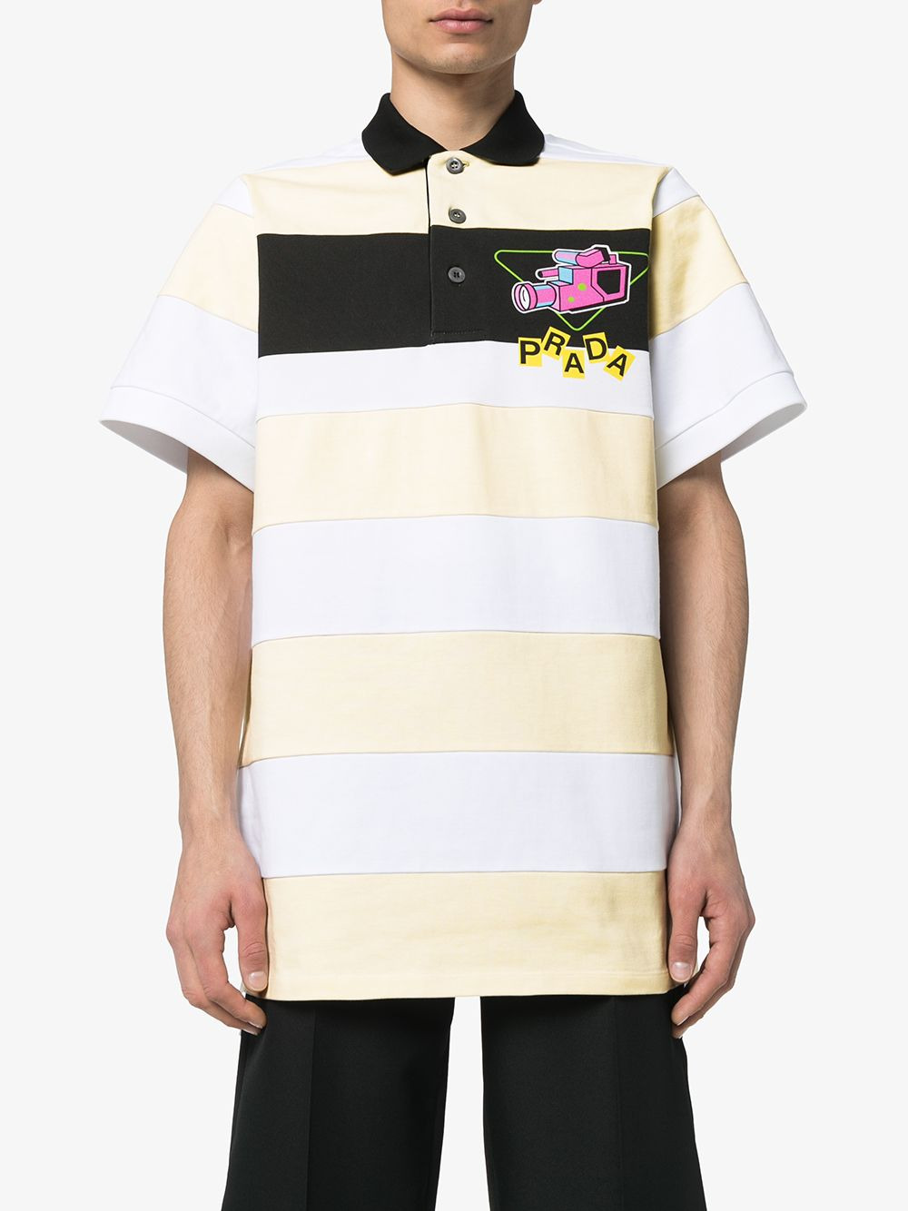 Striped camera logo polo shirt - 3