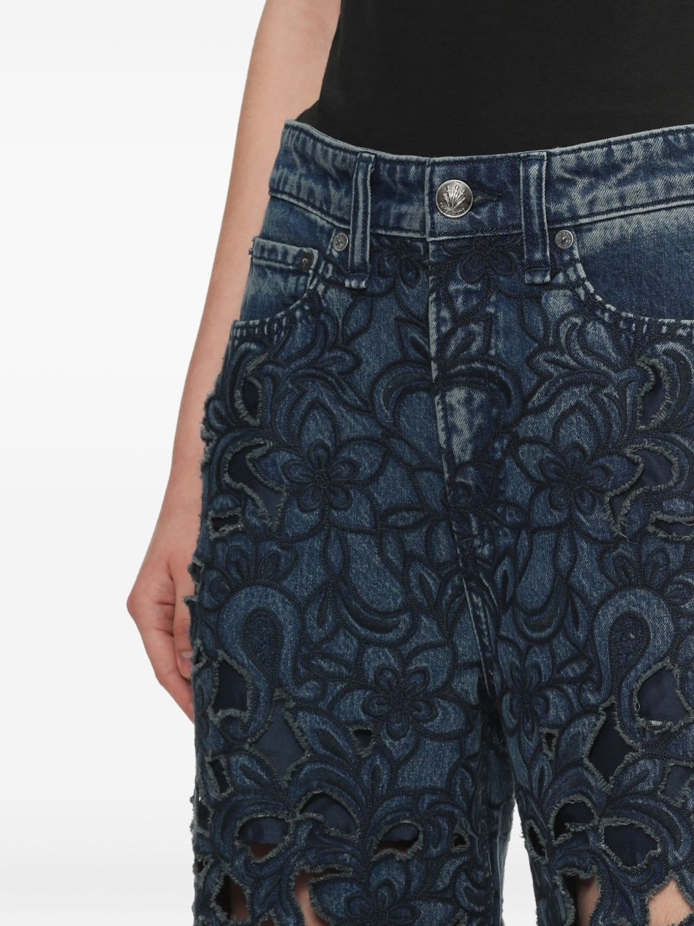 Logan floral-lace jeans - 5
