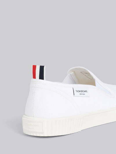 Thom Browne White Cotton Canvas Slip-On Heritage Trainer outlook