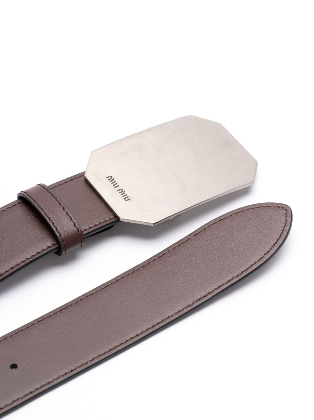 buckle-fastening leather belt - 2