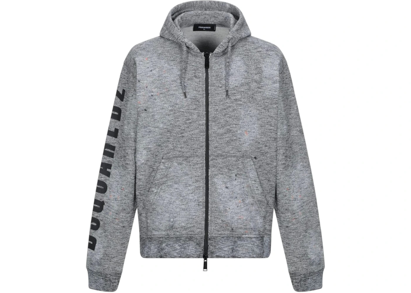 Dsquared2 Paint Spray Arm Logo Hoodie Grey - 1