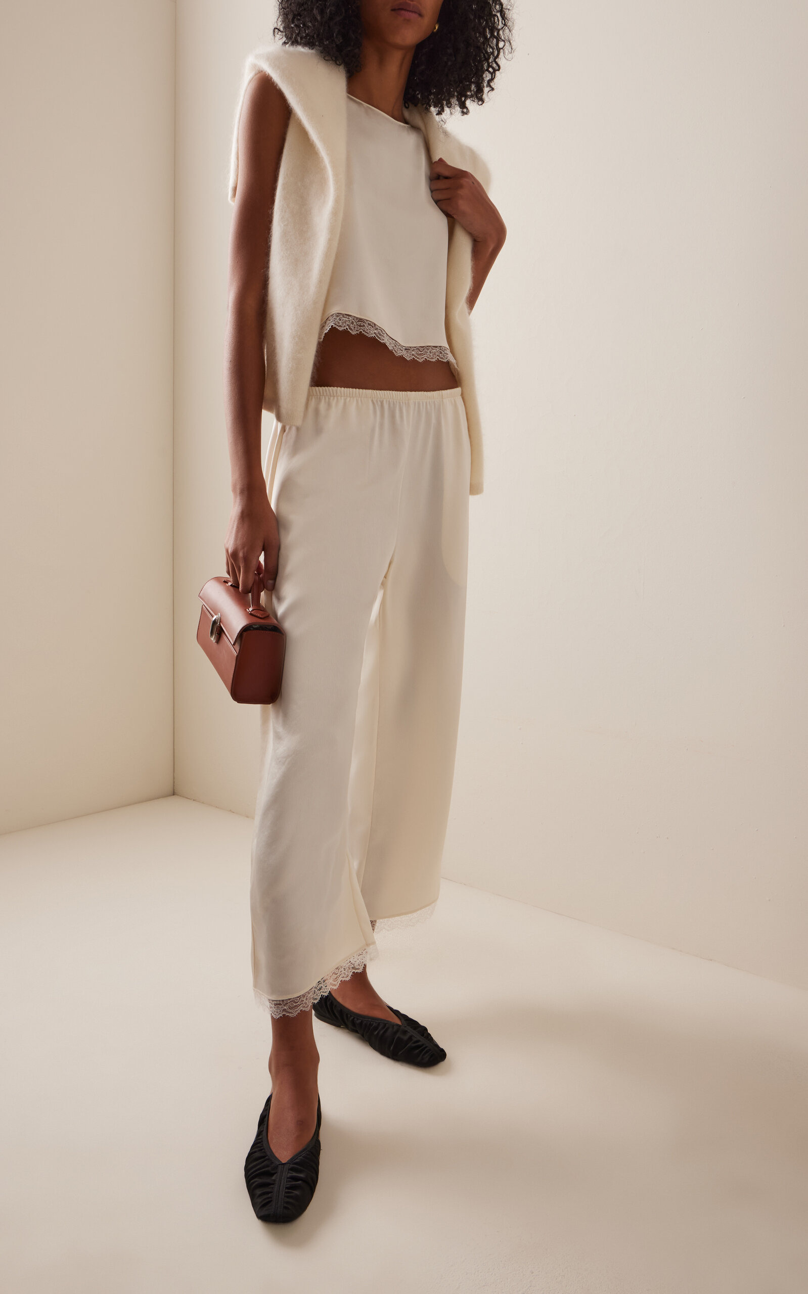 Barb Lace Cropped Top ivory - 3