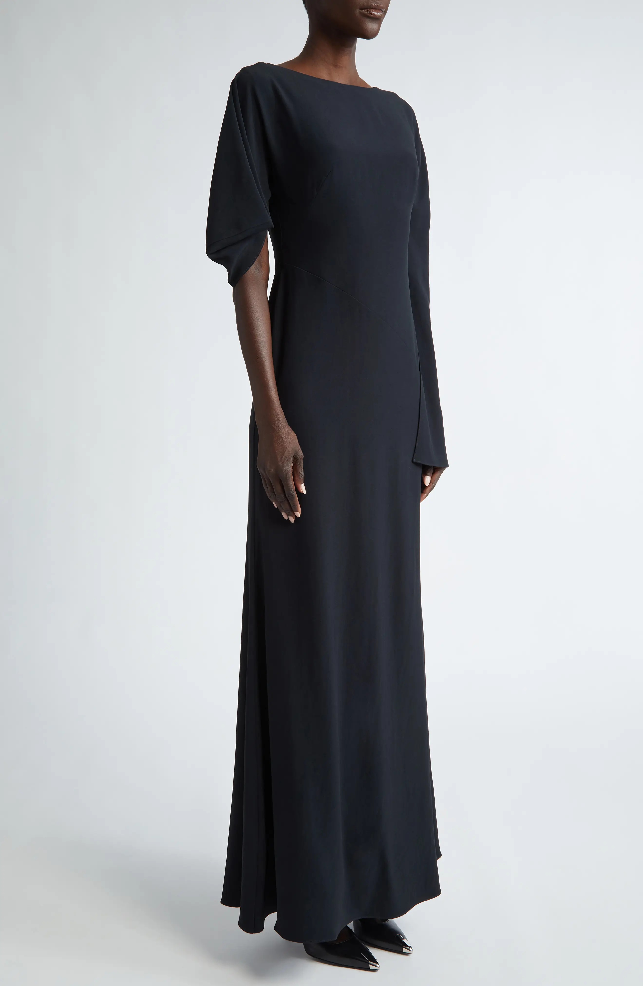 Asymmetric Sleeve Gown - 3