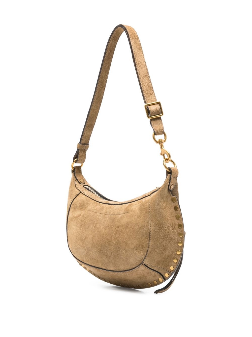 Oskan curved suede studded shoulder bag - 3
