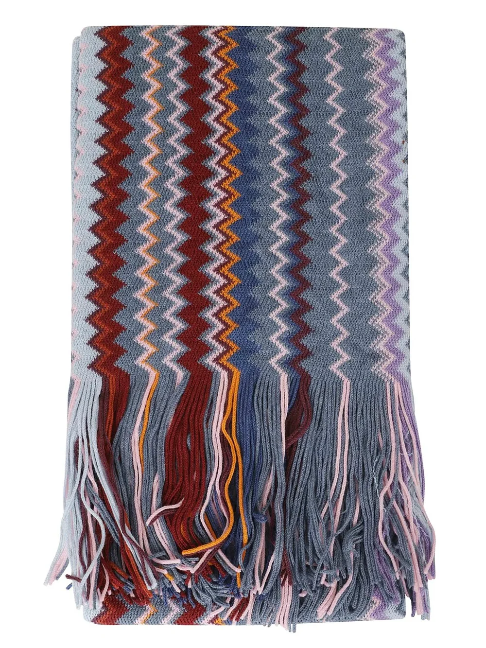 Zig-zag knit scarf with fringe - 1