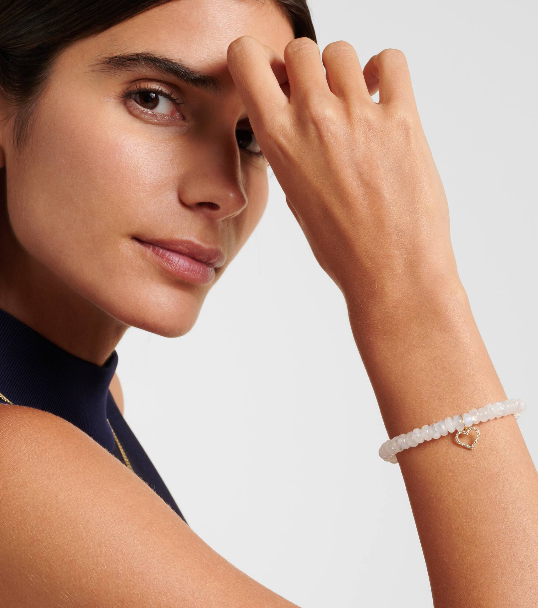 14kt gold and moonstone bracelet with diamonds - 3