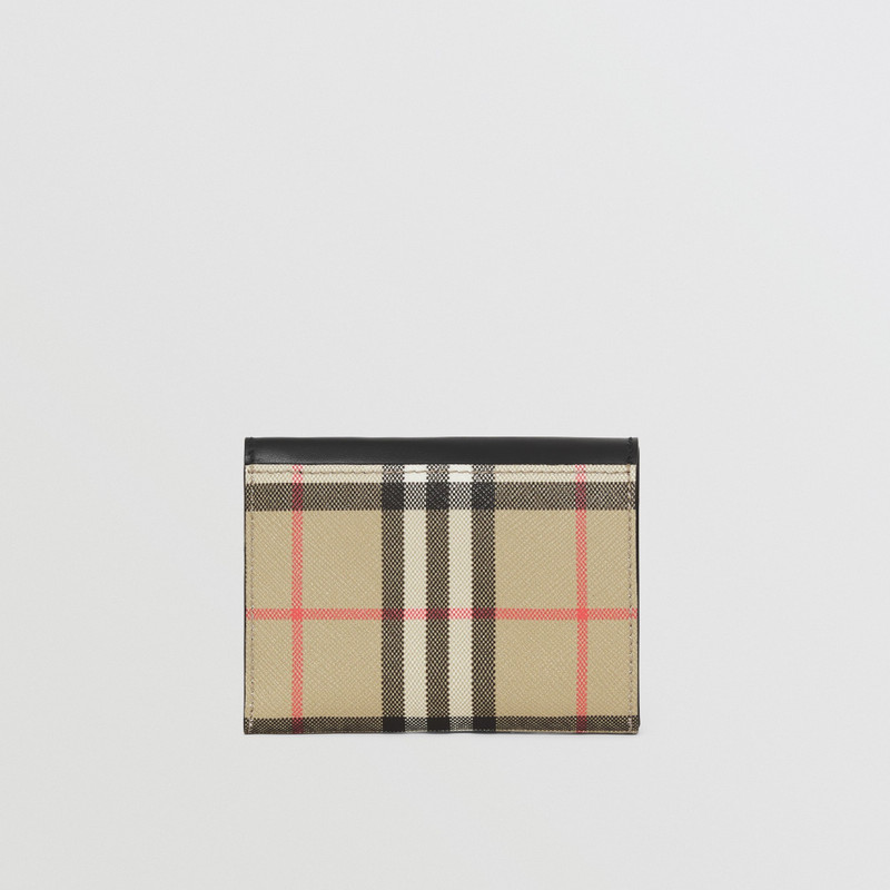 Vintage Check and Leather Small Folding Wallet 5